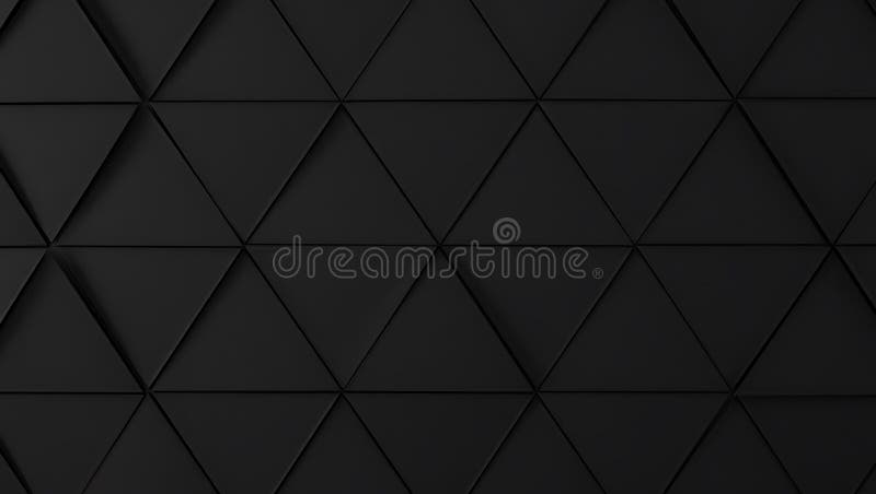 Black Triangular Tile Pattern Monochromatic image of a repeating pattern of flat, matte black triangles arranged in a grid vector illustration