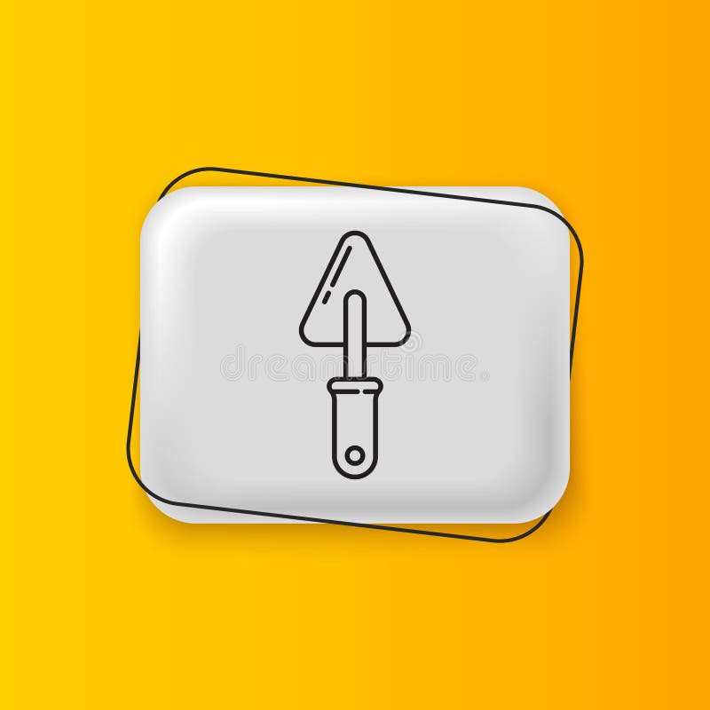 Black Trowel icon isolated on yellow background. Silver rectangle button. Vector vector illustration
