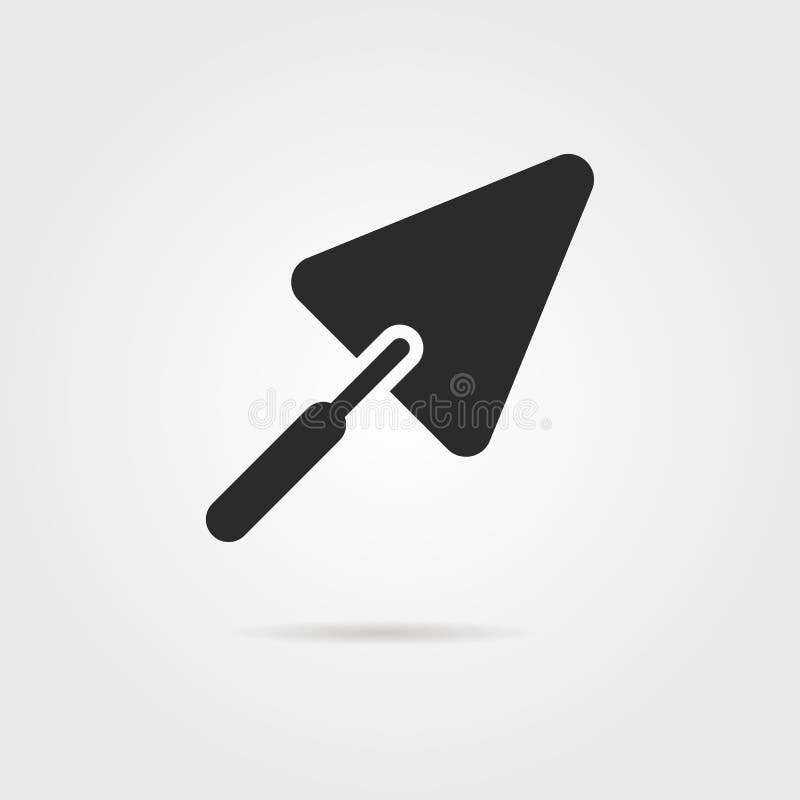 Black trowel icon with shadow vector illustration