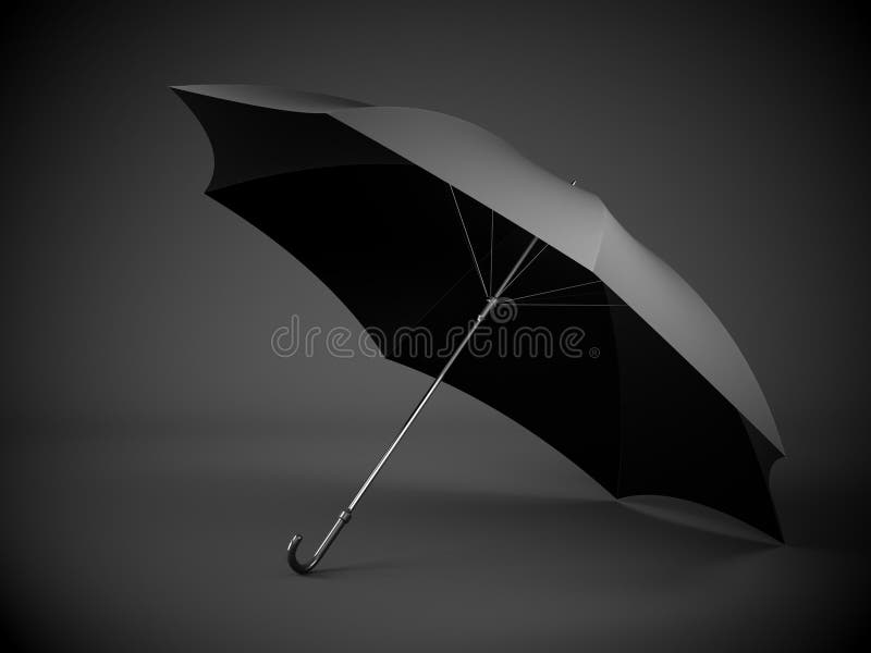 Black Umbrella with Dark Background Stock Illustration ...