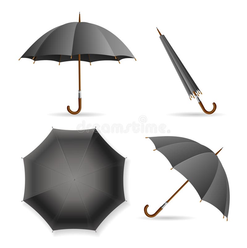 Black Umbrella Template Set. Vector Stock Vector Illustration of