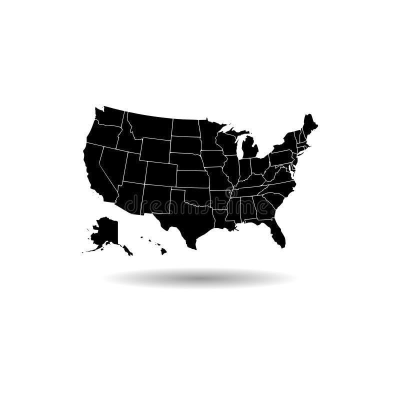 Black United States of American Map Icon or Logo Stock Illustration