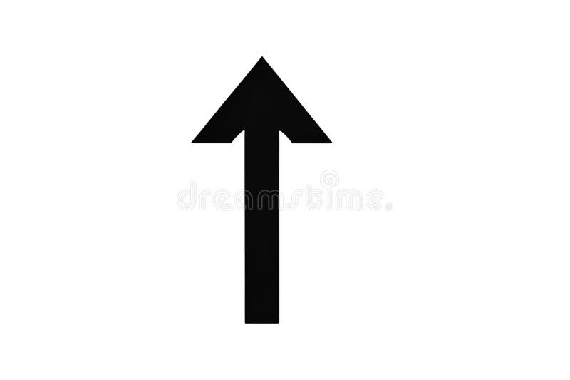 Arrow pointing up, simple direction symbol, navigation icon, isolated shape, sign, graphic vector illustration