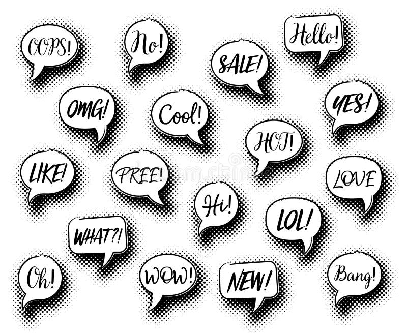 Black vector chat expressions set