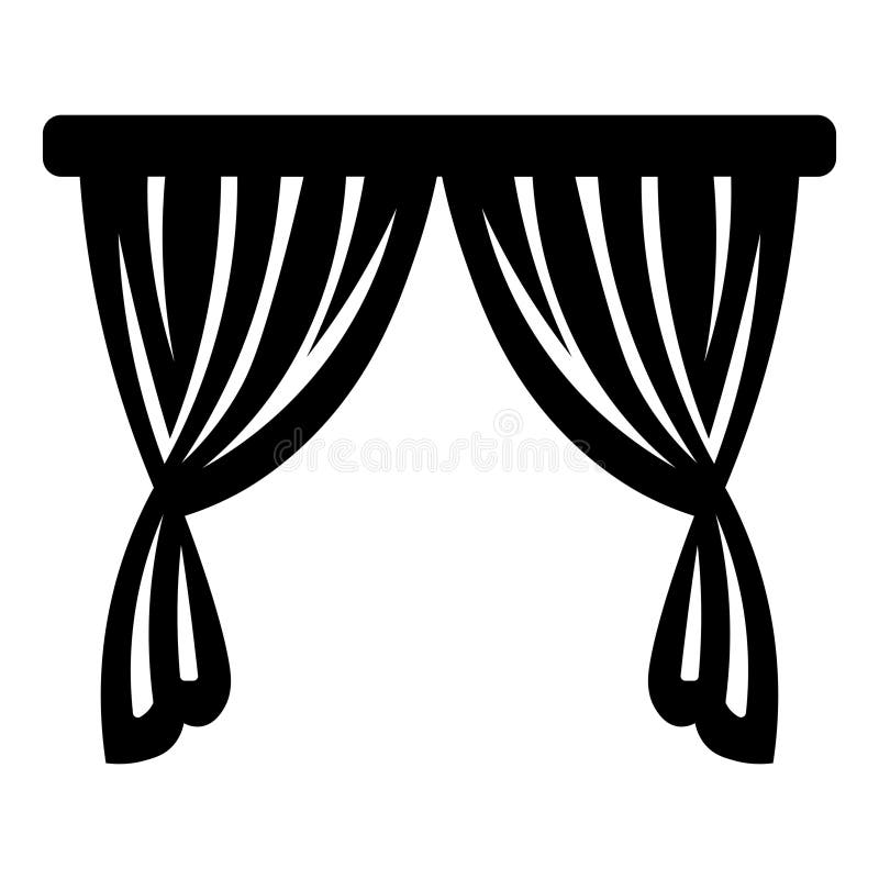 Black Vector Curtain Icon on White Background Stock Vector