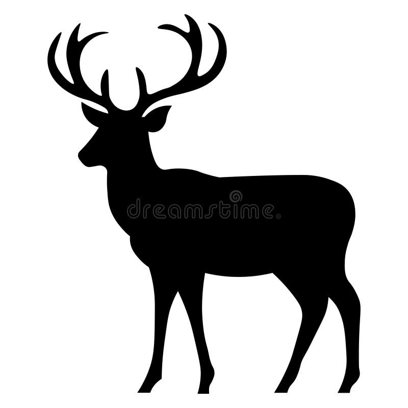 Black Vector Deer Icon on White Background Stock Vector - Illustration