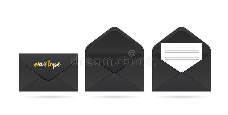 Vector Set Of The Realistic Black Envelopes Stock Illustration