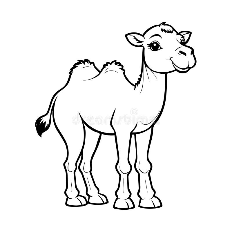 Black Vector fun camel smiling on a white background for coloring book for children vector illustration