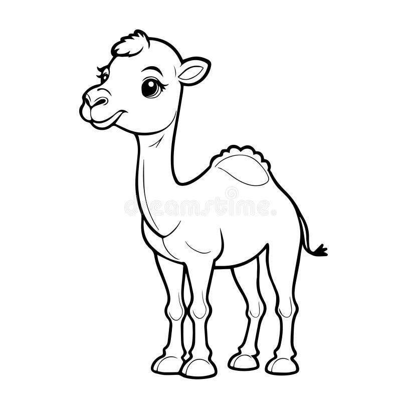 Black Vector fun camel smiling on a white background for coloring book for children vector illustration