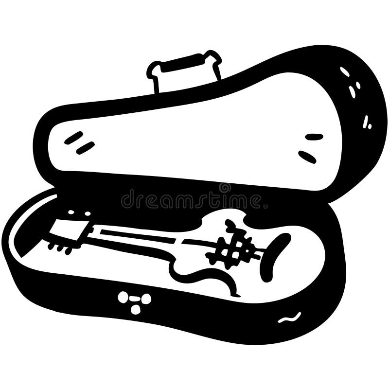 Black Vector Illustration of Violin in Open Case for Art and Design royalty free illustration
