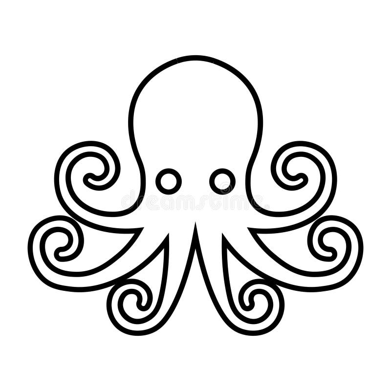 Black Vector Octopus Icon on White Background Stock Vector