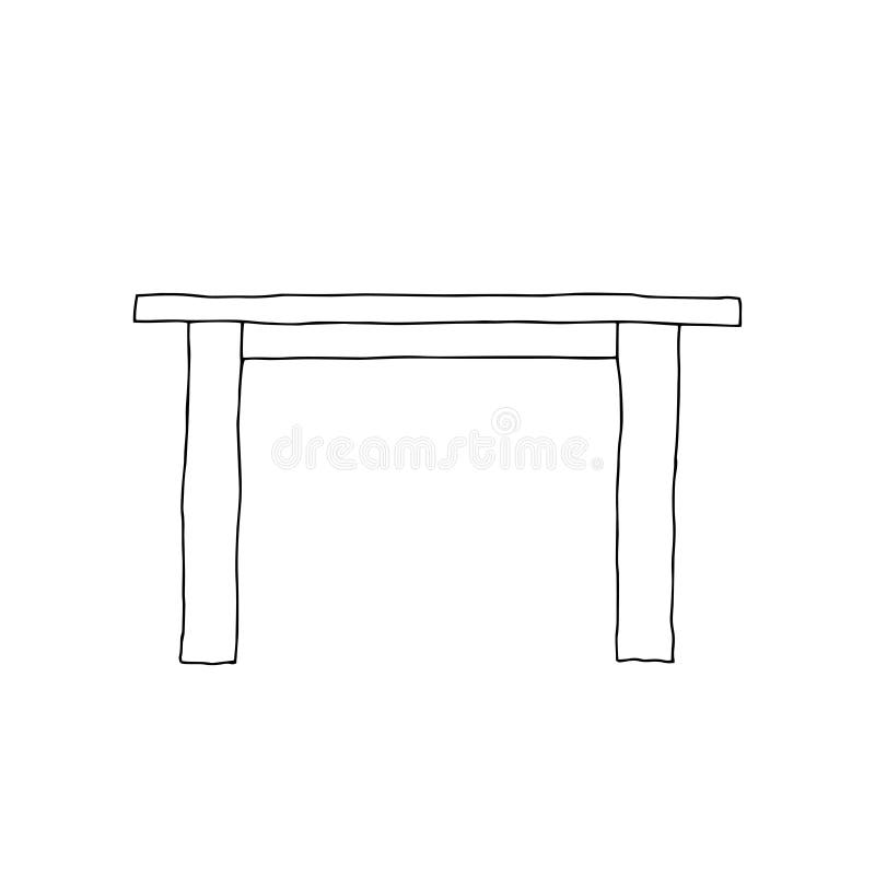 Black Vector outline illustration of a table isolated on a white background vector illustration