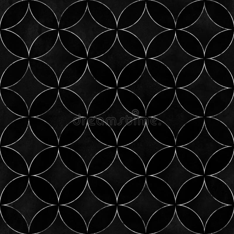 Black velvet luxury overlapping circles seamless pattern