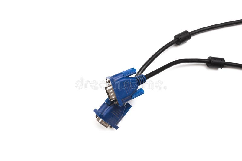 Black VGA power cable socket on white background stock image.