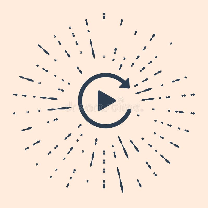 Black Video play button like simple replay icon isolated on beige background. Abstract circle random dots Illustration royalty free illustration