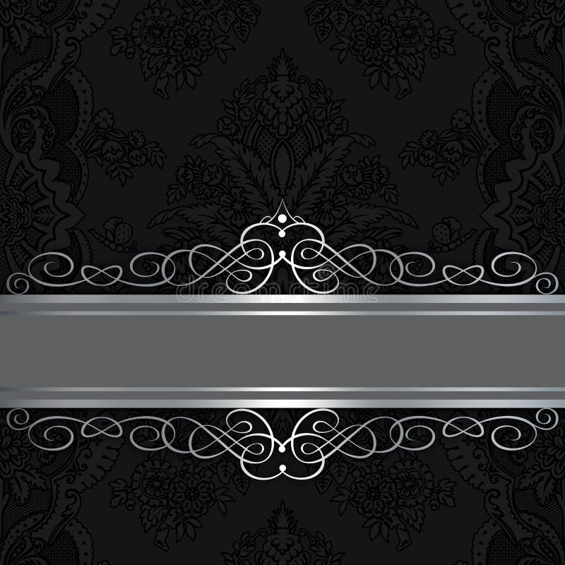 Black Vintage Background with Elegant Border and Patterns. Stock  Illustration - Illustration of decorated, black: 85524758