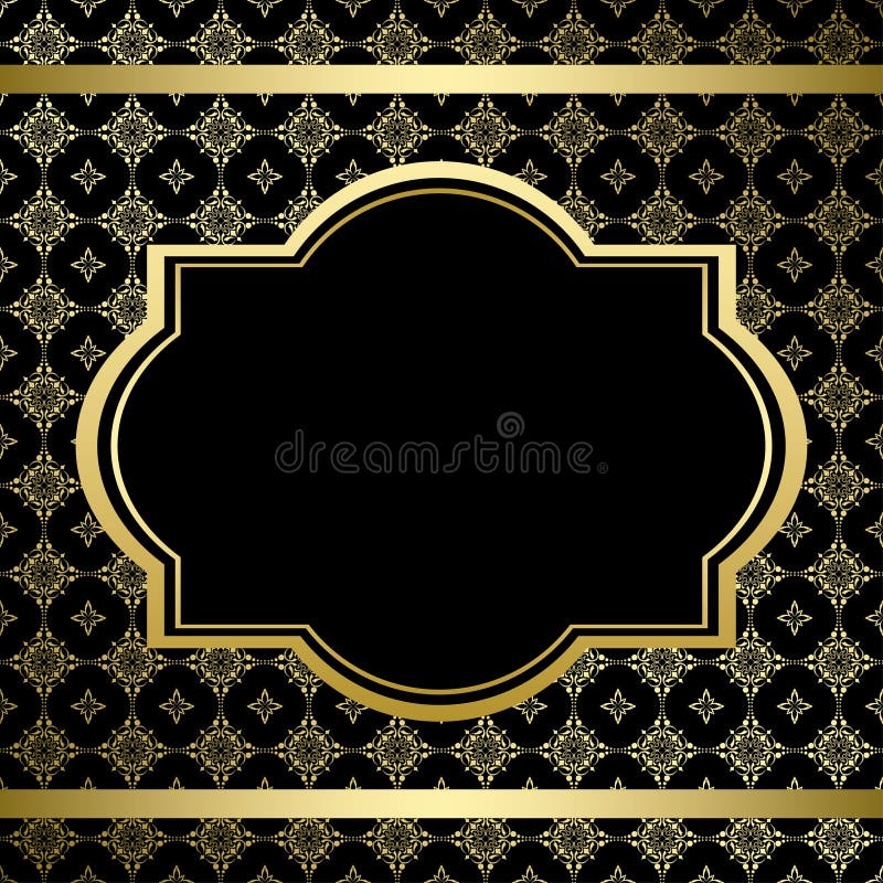 Black Bright Card with Gold Pattern Vector Stock Vector