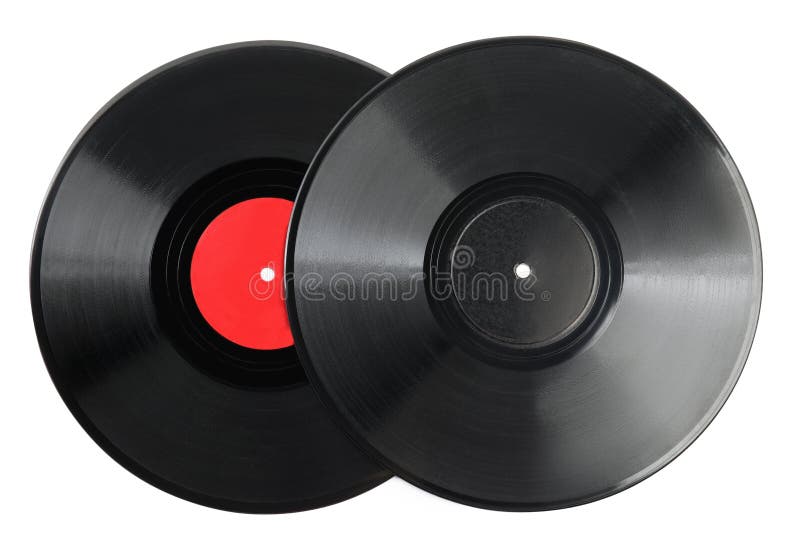 Black Vintage Vinyl Records On White Background Stock Image Image of