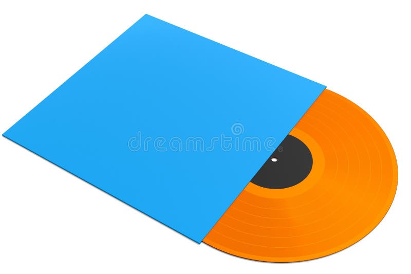 Black vinyl record lp album disc; isolated disk pink label Stock Photo