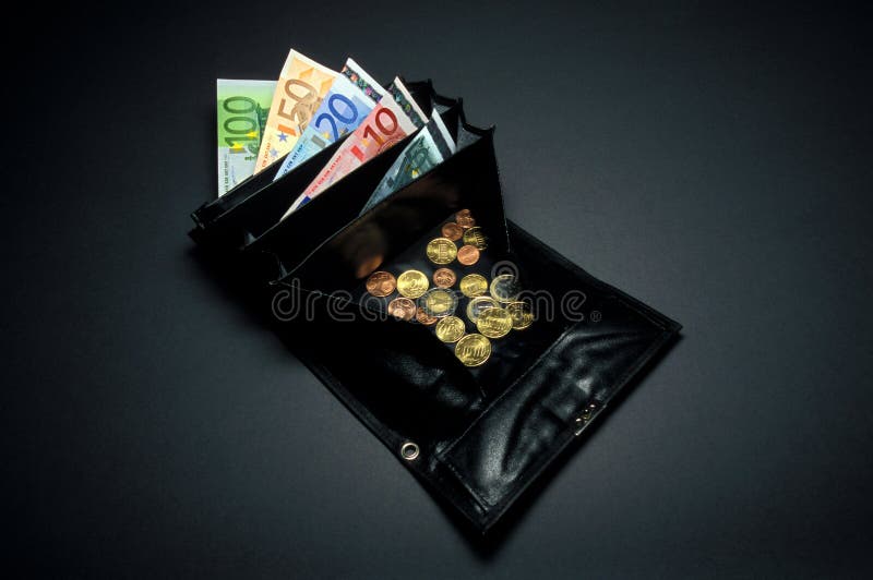 black waiter or taxi driver purse or wallet, small or loose change, bills, Germany. black waiter or taxi driver purse or wallet, small or loose change, bills, Germany
