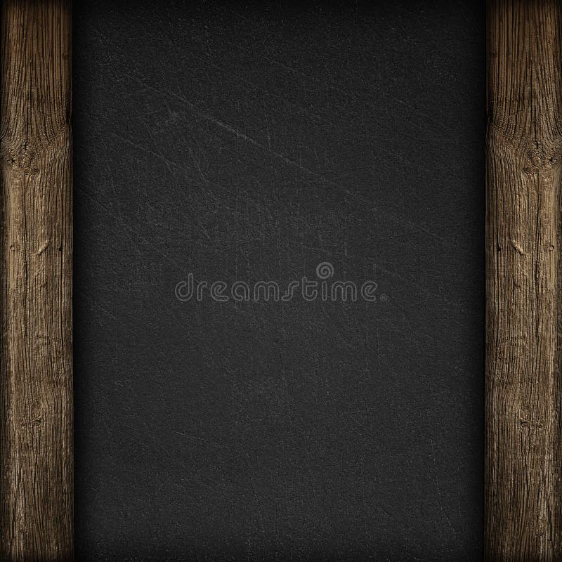 Black wall with wooden panels