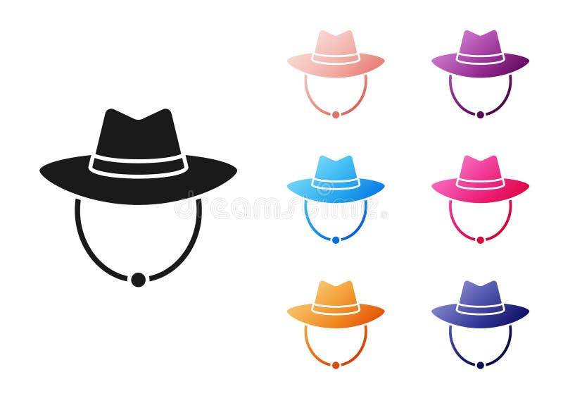 Black Western Cowboy Hat Icon Isolated on White Background. Set Icons ...