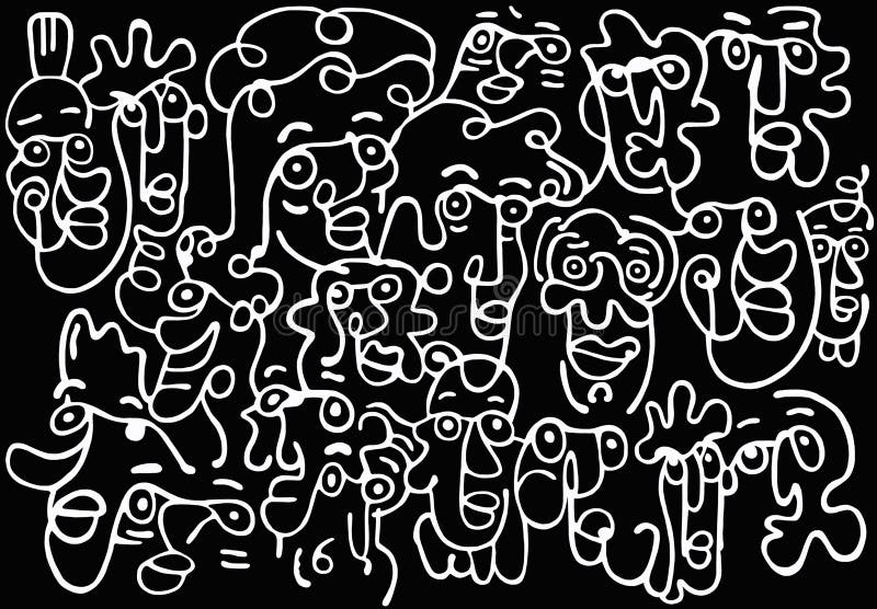 Black and White Abstract Pattern on Black Background, Abstract Stock