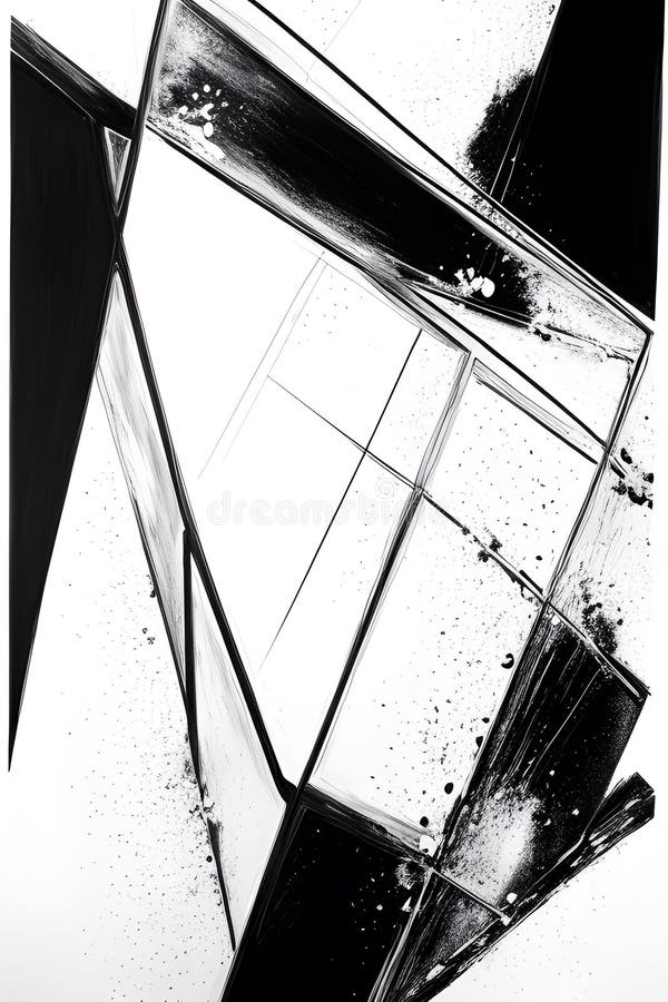 Black and white abstract splash on glass generative ai royalty free illustration