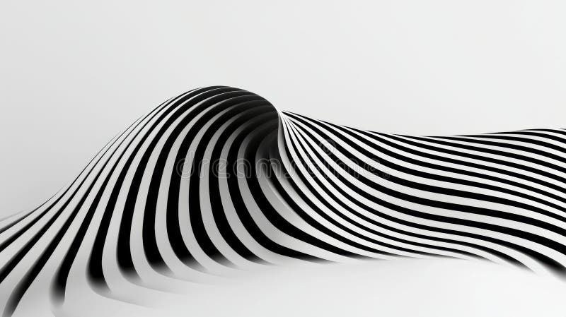 A black and white abstract wave design. stock photo