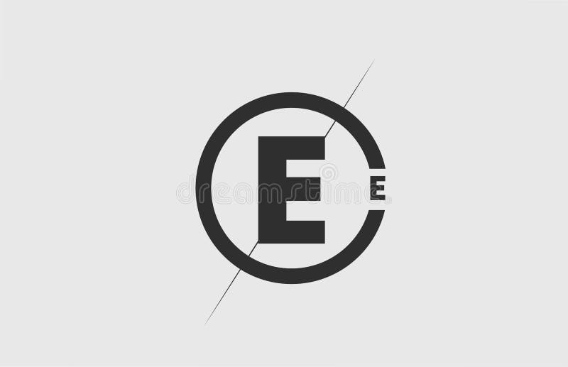 Black White Alphabet E Letter Logo Icon. Simple Line and Circle Design ...