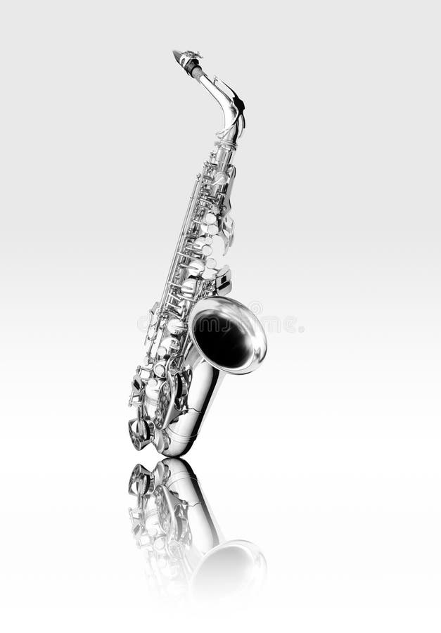 Black and white alto saxophone woodwind instrument