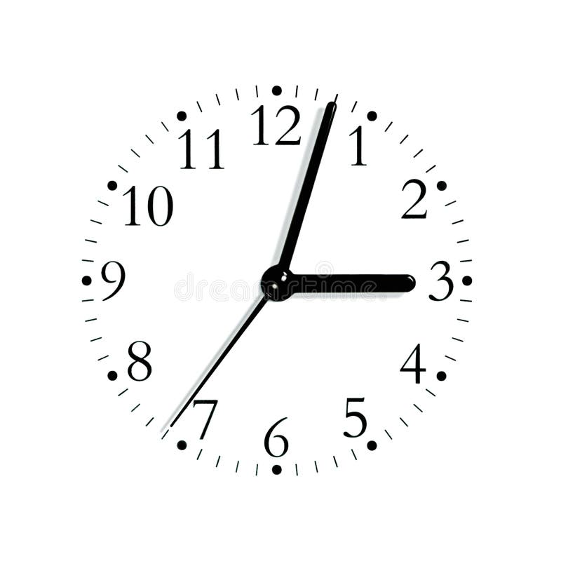 Black white analogue clock face dial, isolated