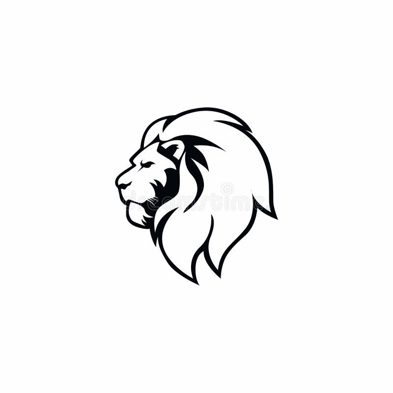 Black and White Angry Lion Head Logo Vector Design, Sign, Icon, Illustration vector illustration