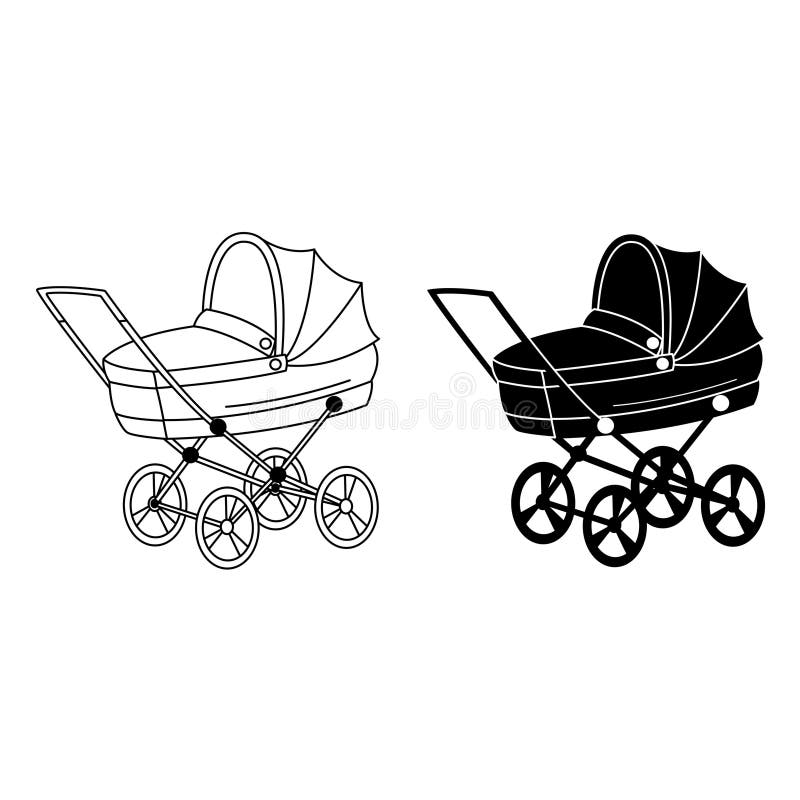 Black and White Baby Carriages Stock Vector Illustration of newborn