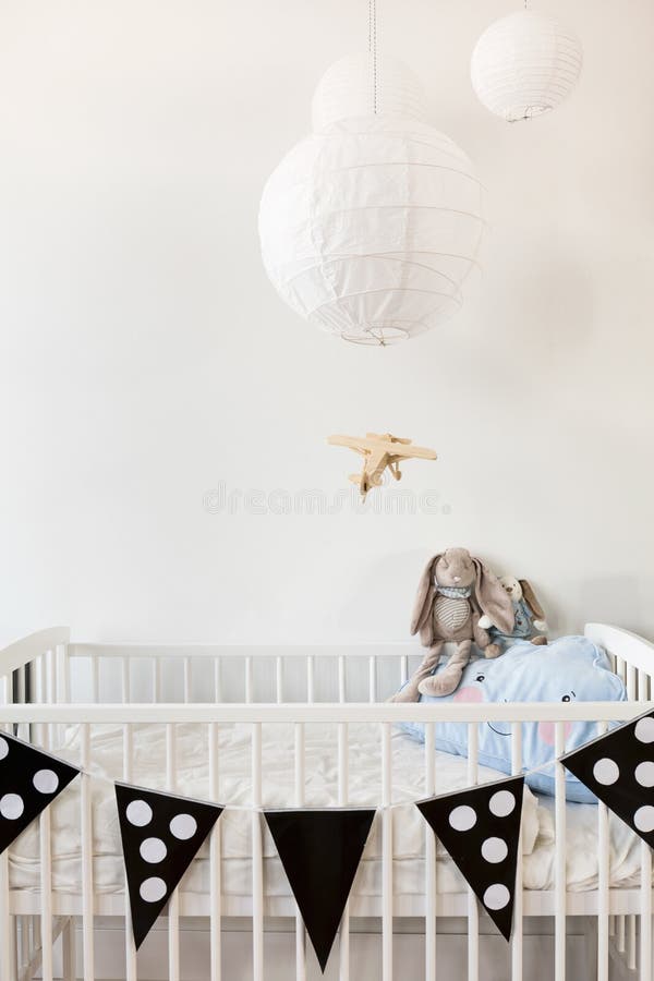 Black and white baby room stock images