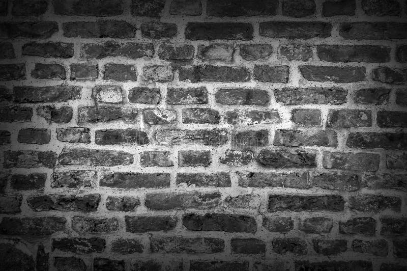 Black and White Background of Old Vintage Brick Wall Stock Image