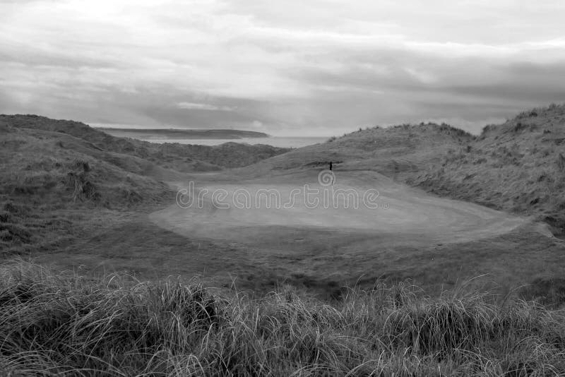 Black and white Ballybunion links golf course royalty free stock images Black and white Ballybunion links golf course royalty free stock images