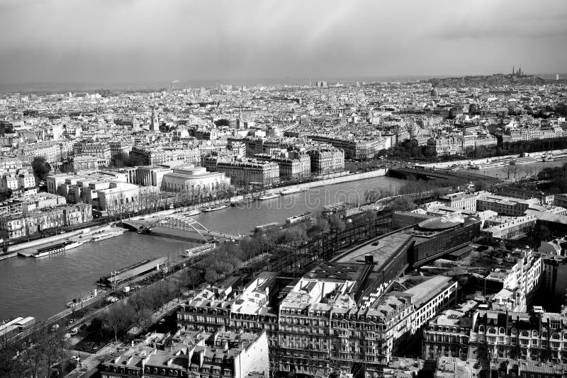 Black and white beautiful view of Paris stock image