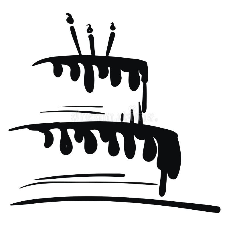 Black and White Painting of a Birthday Celebration Cake with Candles Vector  Color Drawing or Illustration Stock Vector - Illustration of baked, happy:  160059353