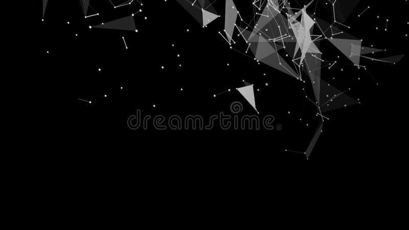 Black and White blurred abstract plexus particle effect background. Mess communication technology network background with moving stock photo