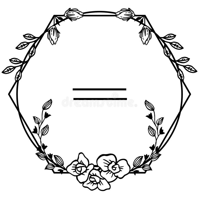 Black and White Border Frame for Decoration and Design Leaves Flower