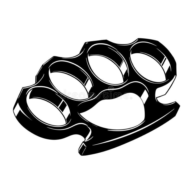 Black and White Brass Knuckle Weapon Vector Illustration Stock