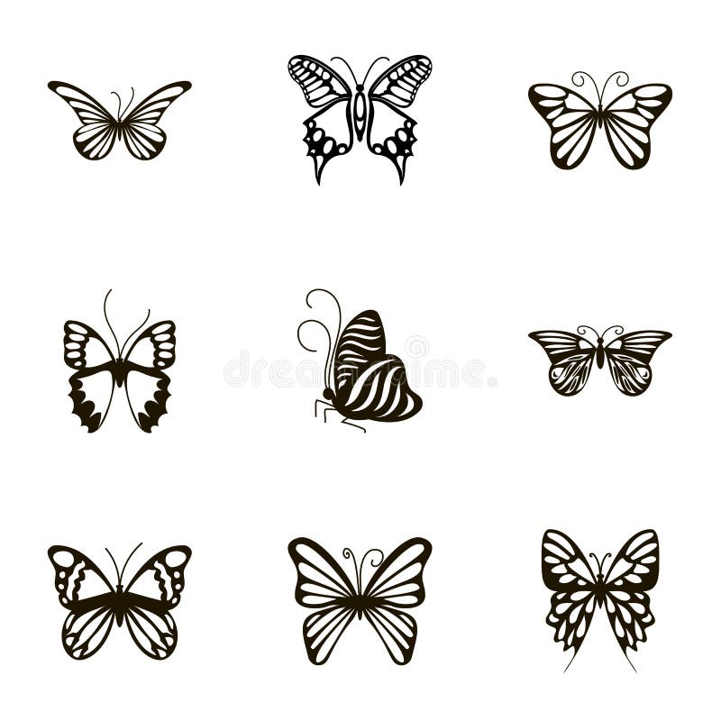 Black and White Butterfly Icons Set, Cartoon Style Stock Vector - Illustration of isolated, decor: 84617364 Black and White Butterfly Icons Set, Cartoon Style Stock Vector - Illustration of isolated, decor: 84617364