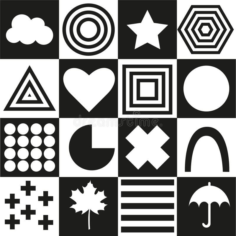 Black White cards contrast images for babies 0-3 months old. Visually stimulating play space for your newborn to move and play.