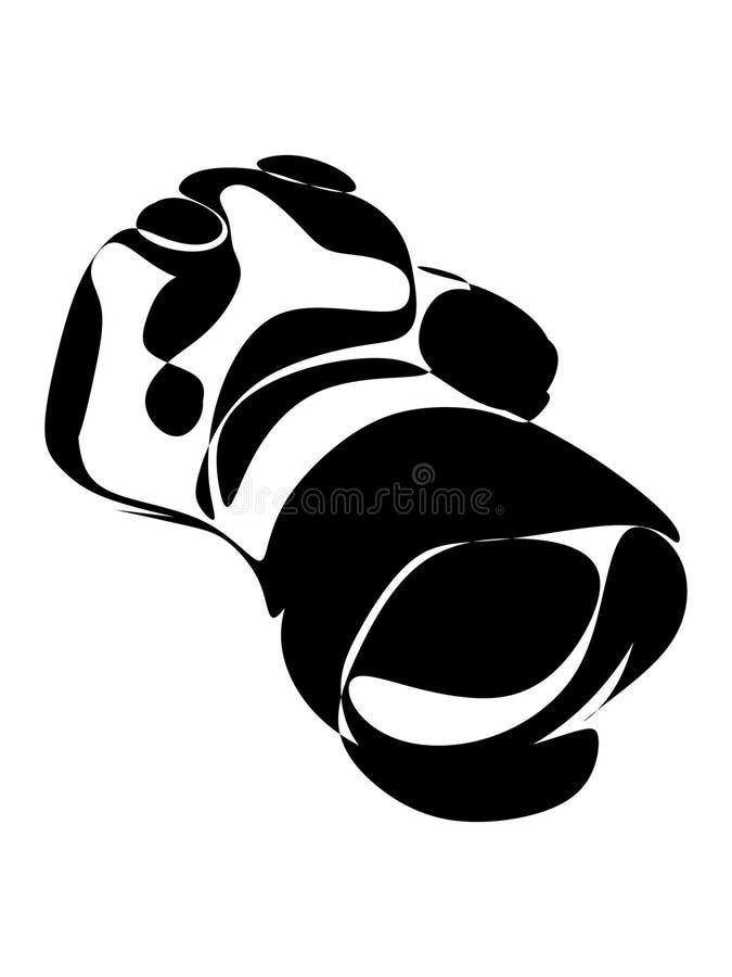 Black and White Cartoon Illustration. Silhouette of a Camera Stock