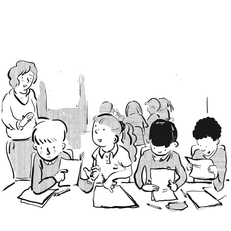 classroom group work cartoon