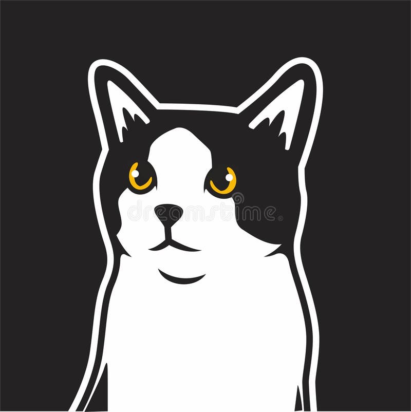 Black White Cat Face Vector & Photo (Free Trial)