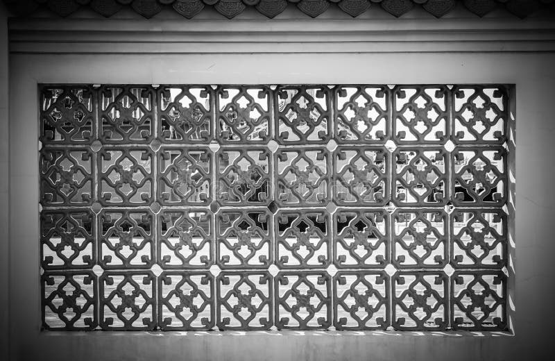 Black and White Ceramic Walls of Religious Places Pattern Stock Image