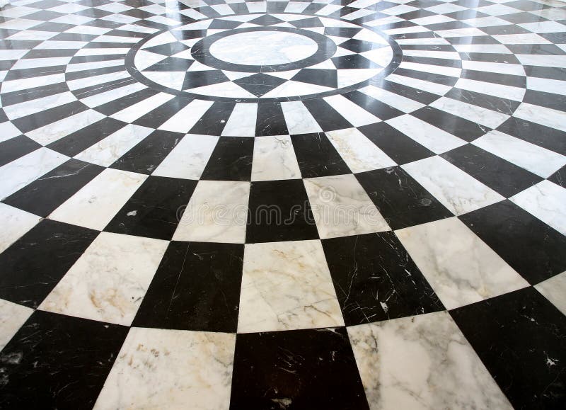 Black And White Checkered Marble Floor Pattern Stock Photo - Image of