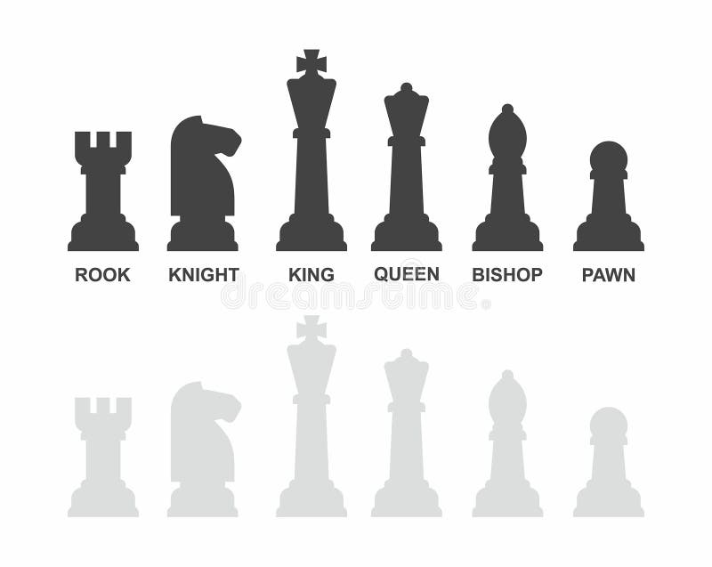 Black chess pieces with names Royalty Free Vector Image